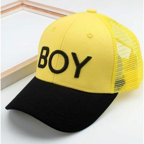 2-8 Years Children Boy Baseball Cap Girls Mesh Trucker Snapback Hat Black 3D Letter Yellow White Blue Red