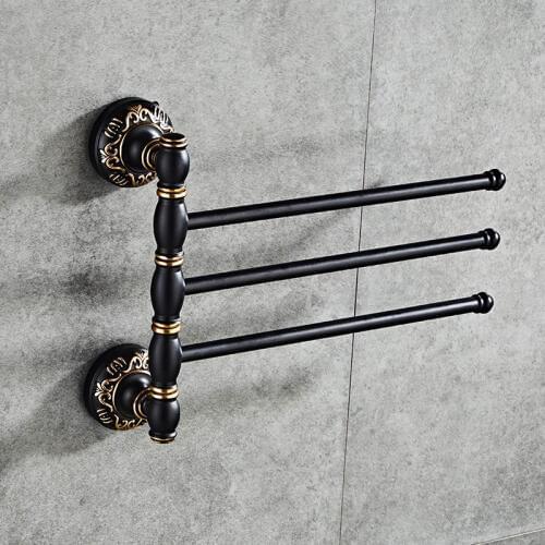 Black/White Towel Bar Rotating Towel Rack Bathroom Kitchen Wall-mounted Towel Polished Rack Holder Hardware Accessory