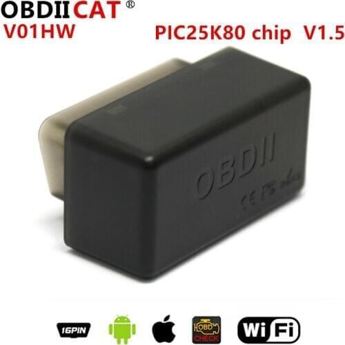 100pcs PIC18F25K80 Chip ELM327 WIFI V1.5 OBD2 Scanner Code Reader Elm-327 WI-FI V 1.5 ELM 327 OBD 2 iOS Auto Diagnostic Tools