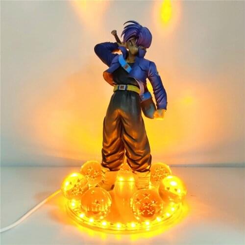 Dragon Ball Z Anime Figure Trunks Figurine DIY Set Torankusu DBZ Juguetes Brinquedos Super Saiyan LED Toys Kid Gift Model Statue