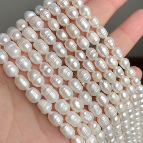 Natural Irregular Freshwater White Pearls Oval Rice Baroque Loose Spacer Beads For Jewelry Making DIY Women Necklace Bracelets