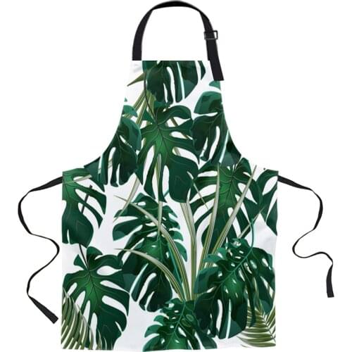 Tropical Jungle Leaves Monstera Green White Aprons for Women Men Kid Cooking Baking Apron Kitchen Utility Equipment Accessories
