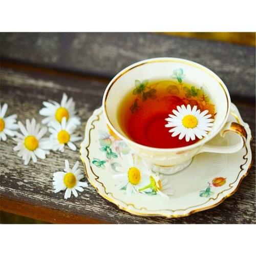 Scenery Flower Tea Printed Fabric 11CT Cross-Stitch Full Kit Embroidery DMC Threads Handiwork Knitting Hobby Sewing Different