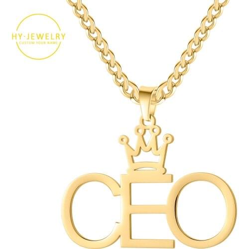 Name Necklace With Crown Personalised Gold Stainless Steel Necklace Custom Nameplate Names Pendant For Women 2021 Jewelry Gifts