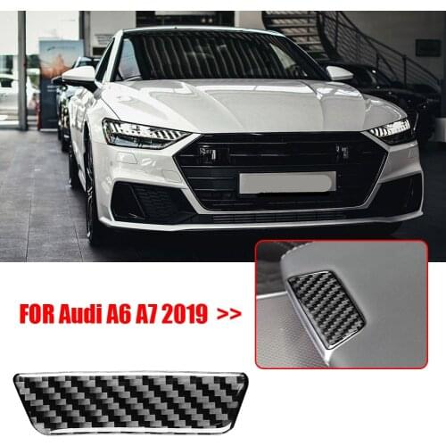 Carbon Fiber Black+White Car Center Console Armrest Interior Mouldings Decorative Button Trim 80*21mm for Audi A6L A7 2019