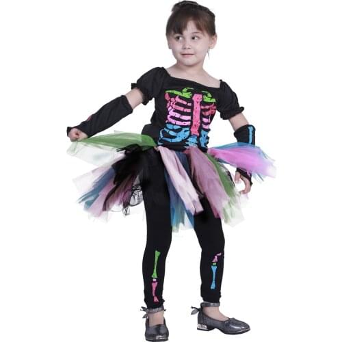 Stage Performance Costume Color Skull Punk Girl Short Skirt Halloween Cosplay Costume