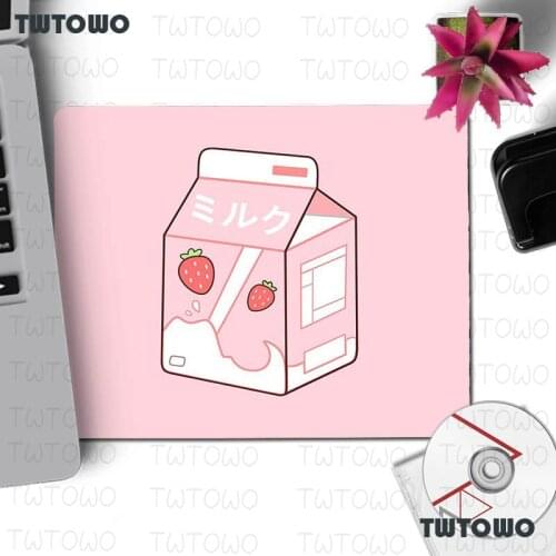 Kawaii Milk Pink Strawberry Peach Laptop Computer Mousepad Simple Design Speed Gaming Mouse Pads 18x22cm Desk Mat