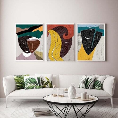 Colorful Afro Artwork Poster Prints Canvas Oil Painting Art Wall Pictures Home Decor No Frame