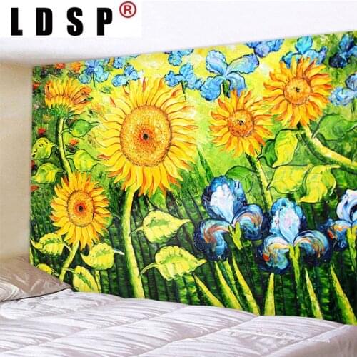 LDSP Sunflower Painting Poster Picture Tapestry Wall Hanging Wall Rugs Background Cloth Beach Mat Blanket Art Home Decor