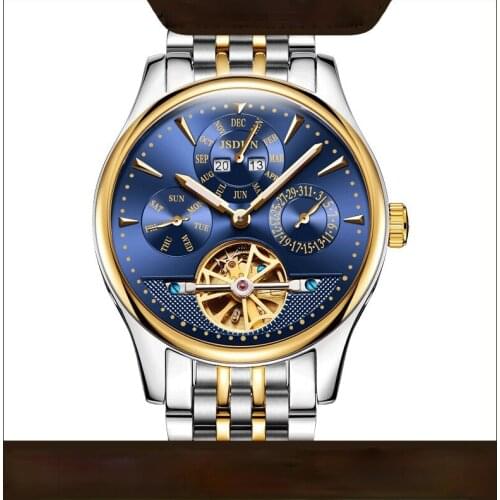 Mechanical watch calendar hollow-out waterproof men watch mens watch