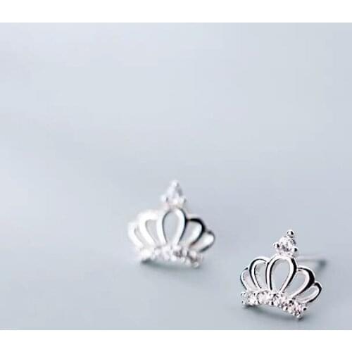 Fashion Silver Plated Queen Crown CZ Crystal Stud Earring 2021 Charm Women AAA Zircon Earring Lady Wedding Best Gift Jewelry