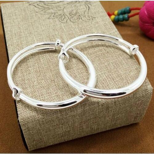 Hot M925 sterling Silver color fashion, male and female male gift bracelet simple high-end fashion bracelet Silver color