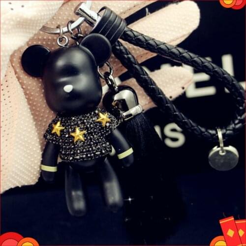 Gloomy Bear Keychain Bomgom Popobe Bag Pendant Rhinestone Tassel Crystal Doll Bags Accessories Handbags Charm Holder Key Chain