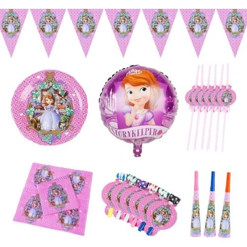 Disney Princess Sofia Theme Party Disposable Tableware Set Paper Cups Plate Napkin For Birthday Party Baby Shower Decor Supplies