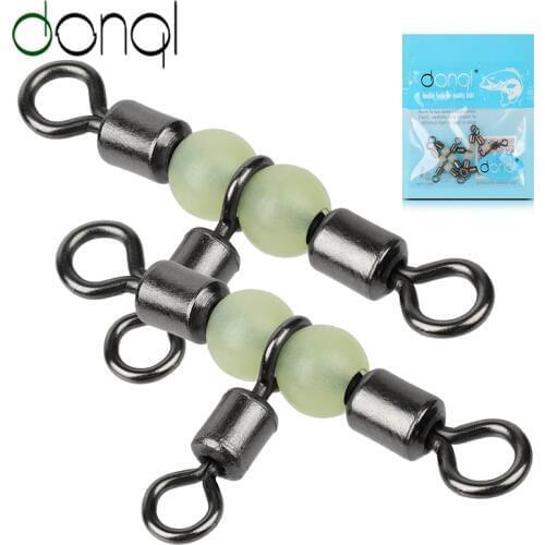 DONQL 5/20pcs 3-Way T-Rolling Rotating Fishing Joint Bearing Barrel Ring Luminous Bead Fishing Fishhook Lure Line Fishing Tackle