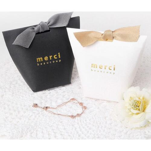5Pcs/set Thank You Kraft Paper Bag Elegant Party Wedding Gift Favour Sweets Boxes Bags Gift Wrapping Bags 12*10cm