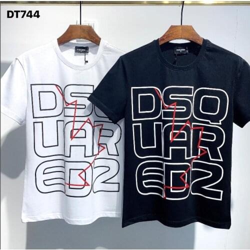 Authentic classic Italian brand mens and womens T-shirt street printing casual clothes O-neck short-sleeved dsq DT744
