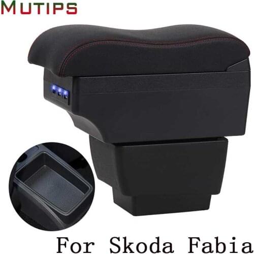 Mutips For Skoda Fabia accessories armrest box car arm rest center console decoration USB interior automobile 2015 2016 2017