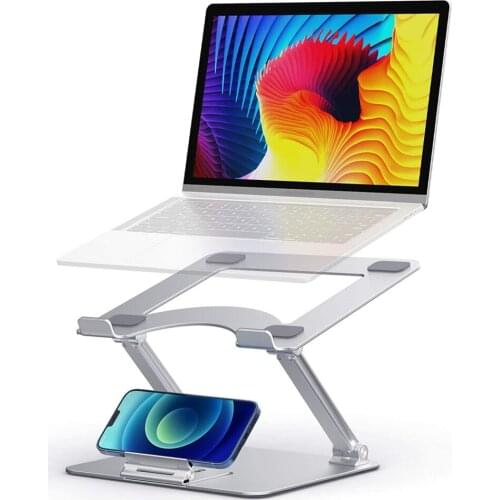 Laptop Riser Holder Height Adjustable Aluminum Stand with Removable Cell Phone Holder Folding for Macbook Air Pro