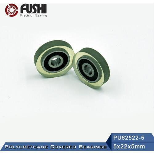 PU 625 Polyurethane Covered Bearing 5*22*5 mm ( 2 Pcs ) Shaft 5mm PU62522-5 Urethane Cover PU625 Bearings