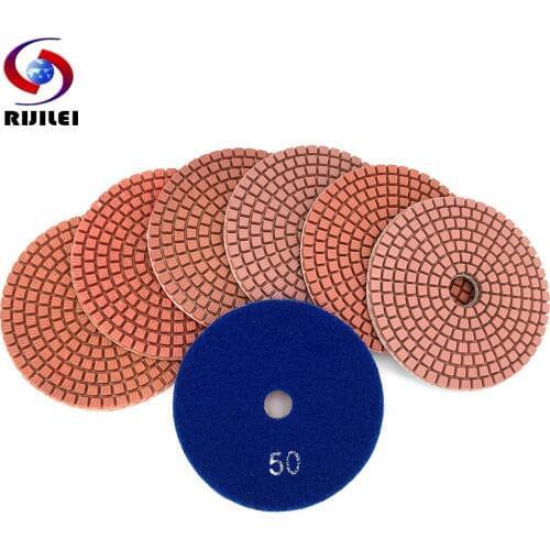 RIJILEI 10PCS/Set 4Inch Diamond Polishing Pads Flexible Wet Polishing Pads for Stone Marble Abrasive Tools Free Shipping HC11