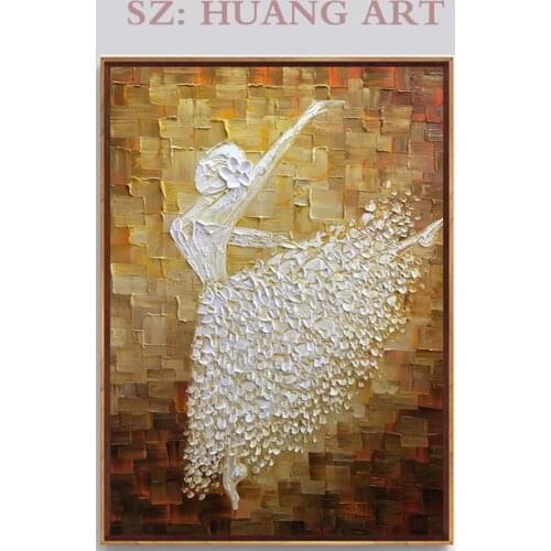 Hand painting on the canvas beautiful colorful abstract knife painting sexy girl dancing, painting, modern family hotel lobby