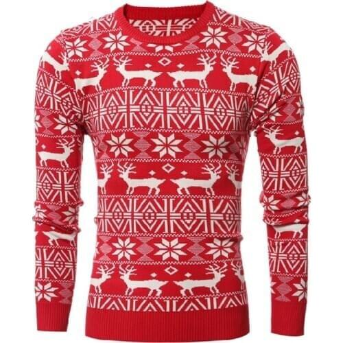Deer sweater men crewneck leisure long sleeve pullover Christmas deer sweater thicken