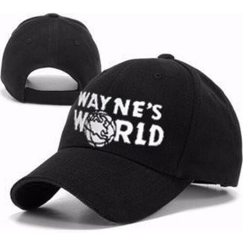 Black Waynes World Hat Costume Waynes World Baseball Caps Unisex Earth Hats Embroidered Trucker Dad Hat Unisex Cap Adjustable