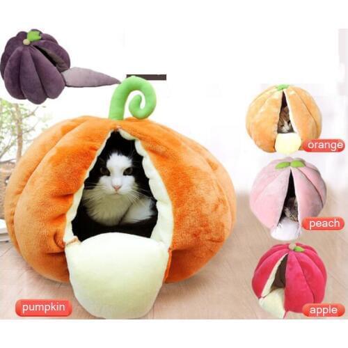 Warm winter peach orange pumpkin cat dog house pet nest kennel pet bed sofas cat sleeping bags pet house S L