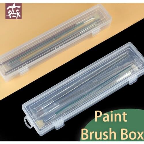 Lengthen Plastic Watercolor Oil Paint Brush Box Transparent Calligraphy Pen Storage Boxes Portable Thickened Art Supplies