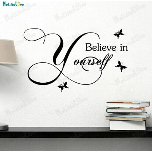 Word Vinyl Wall Sticker Believe In Yourself Home Decoration For Living Room Vinilos Paredes Self-adhesive Art Murals YT519