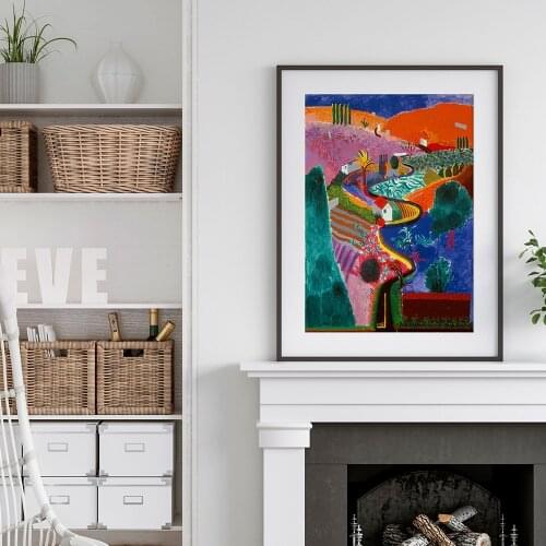 David Hawkney Nichols Canyon Works Exhibition Vintage Canvas Poster Abstract Painting Living Room Wall Picture Decor Frameless