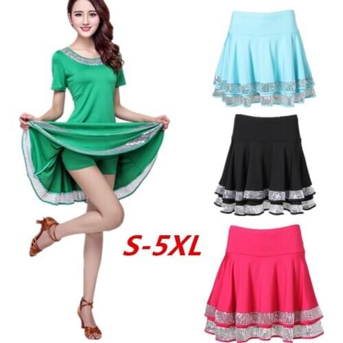 New Latin Dance Skirt For Women double Design skirts Dance Costumes Adult Latin Ballroom Practice Skirts Performamnce Dancewear
