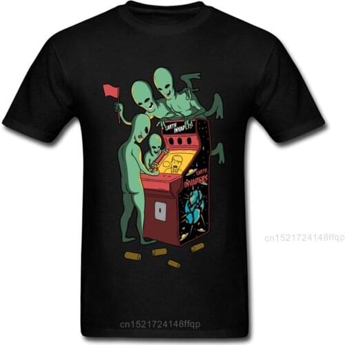 Earth Invaders 2018 Funny T Shirt Men Alien Cartoon Tops Donald Trump Printed Tee Shirts Mens T-shirt Cotton Clothes