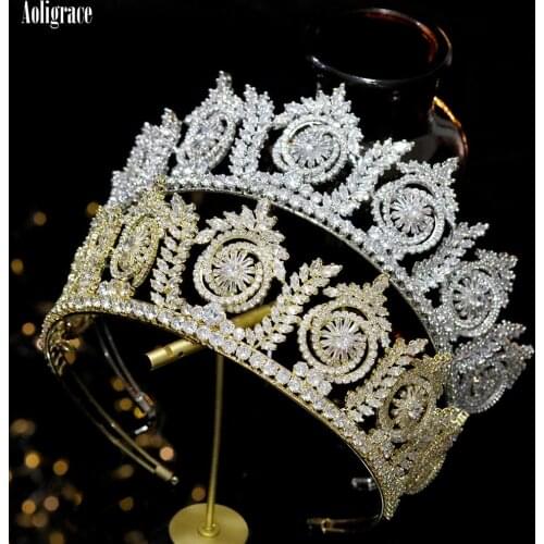 Women Wedding CZ Cubic Zirconia Tiaras and Crowns for Bride Prom Quinceanera Party Hair Zircon Headpiece Bridal Accessories
