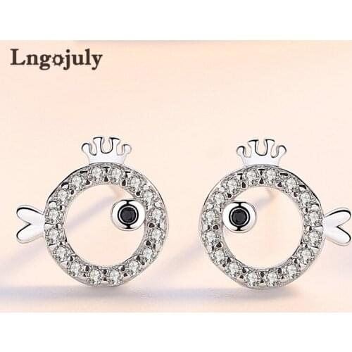 Women Earrings 100% 925 Sterling Silver Fine Jewelry Fish Stud Earrings For Women Girlfriend Party Silver 925 Jewelry Gifts