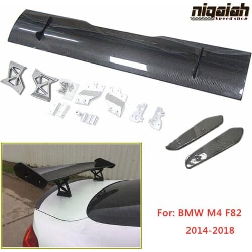 1 Set Real Carbon Fiber Rear Trunk Boot Lid Spoiler Car Roof Wing Decoration for BMW F82 M4 2014-2018 GTS Style Car Styling