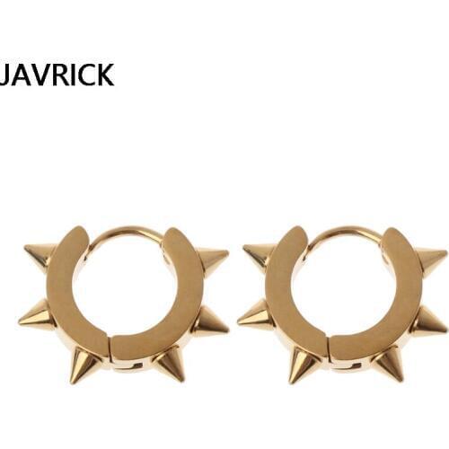 1 Pair Stainless Steel Rivet Huggie Earrings Hoop Spike Piercing Punk Jewelry