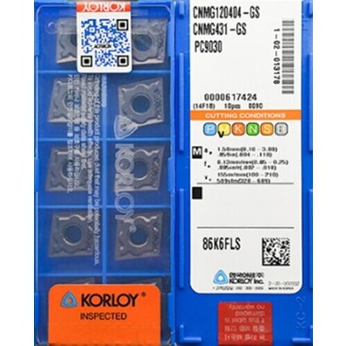 100% original CNMG120404-GS CNMG120408-GS PC9030 50pcs KORLOY Carbide insert Processing: stainless steel