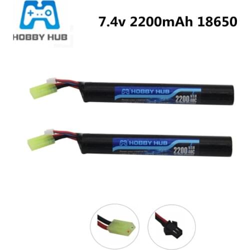 18650 Airsoft gun battery Lipo Power Battery 7.4V 2200MAH 40C AKKU Mini Airsoft toys Gun Spare Parts 2s 7.4v Battery SM Tamiya