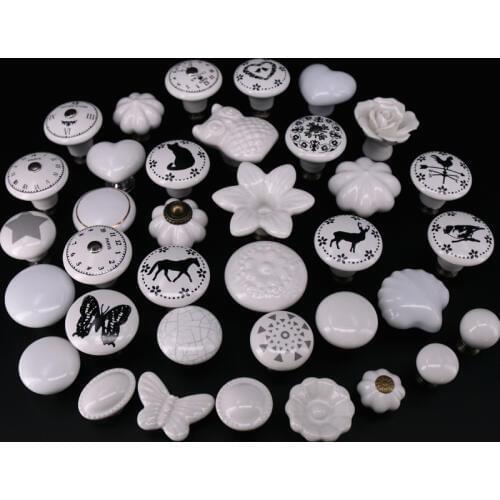 1x Classic White Porcelain/Ceramic Drawer Pull Knob Cabinet Cupboard Door Handle Knob