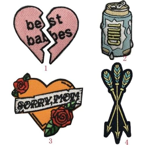 10pcs/lot Embroidery Patches Arrow Bottle Rose Heart Backpack Clothing Decoration Accessories Diy Iron Heat Transfer Applique