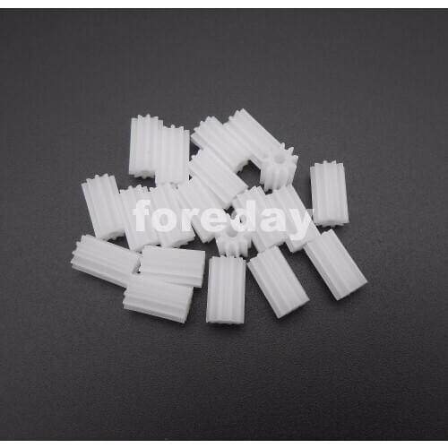 20PCS X Extended Lengthen Spur Gear 0.5 Modulus Aperture 2mm DIY Model Accessories T=10 Plastic Spur Gear 10MM White HQ*FD023X20