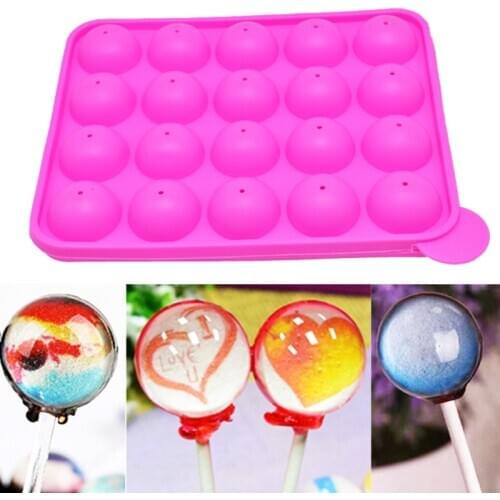 20 slots Round Lollipop Silicone Mold Set For Fondant Chocolate Candy Sugar Children Party Cake Decoration Tool Baking Mould