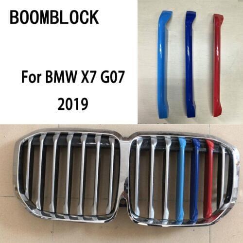 3pcs Car-Stylling 3D For G07 BMW X7 2019 M Sport Front Grille Trim Decoration Strips grill Cover Stickers