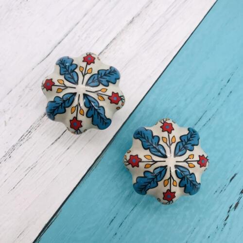 Cute for Kids Room Flower Painted Ceramic Drawer Knob Handle Pumpkin style Dresser Pulls Kitchen Cabinet Handle Knob 48mm 4pcs