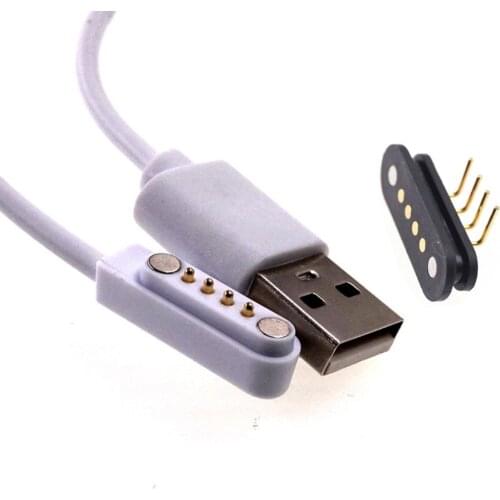 5Sets USB Magnetic Charging Cable Connector Pogo Pin 4 Pin Male Female Plug 2.50mm Pitch DC Power Supply Charging Panel Socket
