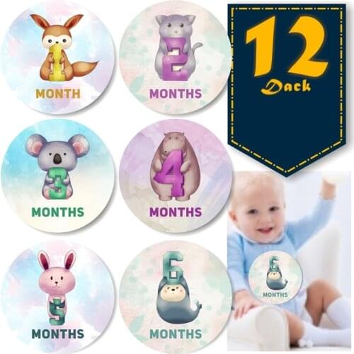 Baby Pregnant Monthly Stickers Cartoon Animal Memory Recording Milestone Sticker