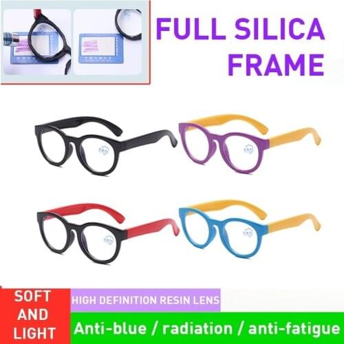 Anti Blue Light Kids Glasses Round Children Boy Girls Computer Optical Frame Reflective Blocking Eyeglasses Filter Soft Frame