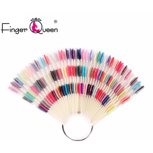 FingerQueen 50 pcs/set Tips Nail Color Chart Palette Fan-shaped Colors Nail Art Practice Design Training Polish Color Card